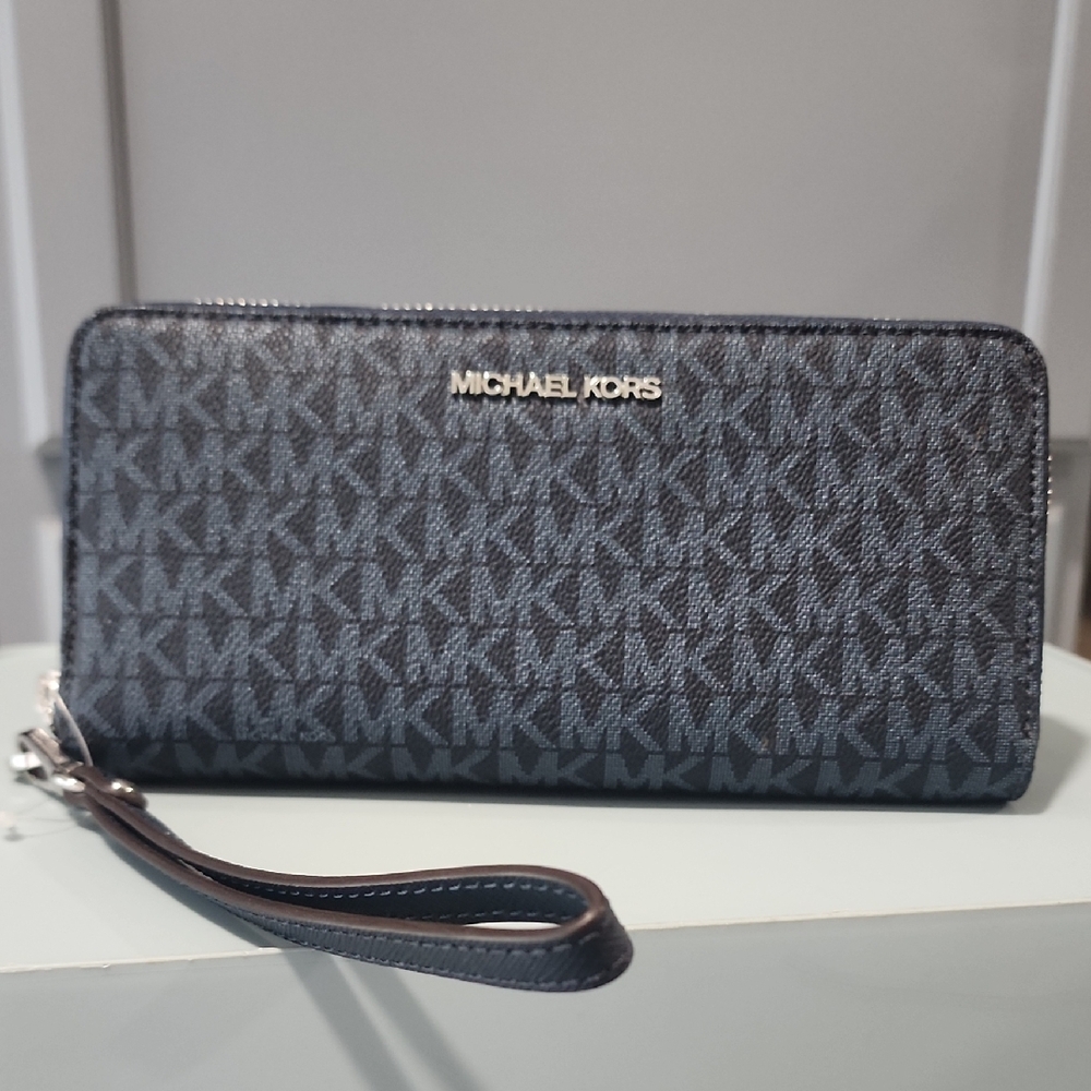 Michael Kors Navy Monogram Wristlet